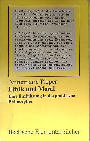 Bild des Verkufers fr Ethik und Moral : e. Einf. in d. prakt. Philosophie. Beck'sche Elementarbcher zum Verkauf von books4less (Versandantiquariat Petra Gros GmbH & Co. KG)