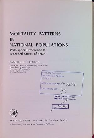 Seller image for Morality Patterns in National Populations with Special Reference to Recorded Causes of Death for sale by books4less (Versandantiquariat Petra Gros GmbH & Co. KG)