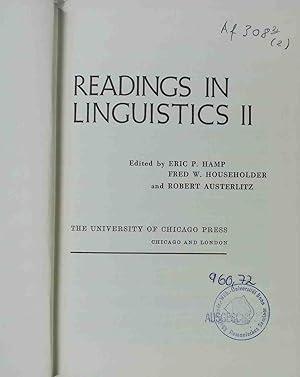 Bild des Verkufers fr Readings in Linguistics II. zum Verkauf von books4less (Versandantiquariat Petra Gros GmbH & Co. KG)