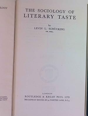 Seller image for The sociology of literary taste. The sociology of culture ; 7; The international library of sociology. for sale by books4less (Versandantiquariat Petra Gros GmbH & Co. KG)