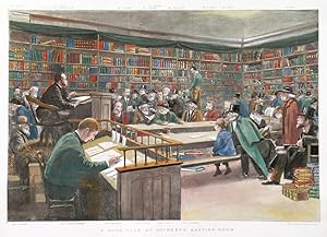 'A BOOK-SALE AT SOTHEBYS AUCTION-ROOM. Book sale at Sothebys London, auctioneer Mr. Hodge. Att...