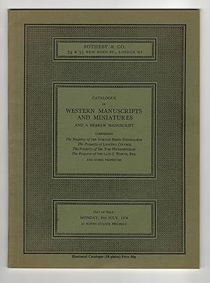 Catalogue of Western Manuscripts and Miniatures and a Hebrew Manuscript