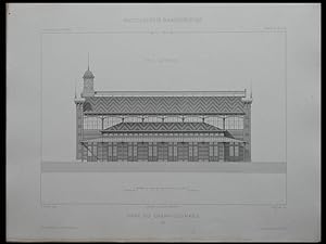 GARE DU CHAMP DE MARS, GARE LISCH - 2 GRAVURES ARCHITECTURE 1878 - ASNIERES