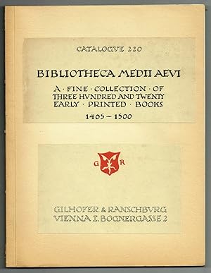 Seller image for Catalogue 220: Bibliotheca Medii Aevi. 320 Incunabula, systematically arranged including Specimens of Rare Presses, Woodcutbooks, Fine Bindings. for sale by Antiquariat Dietmar Brezina