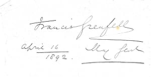 Bild des Verkufers fr [Lord Grenfell [Francis Wallace Grenfell], British Army soldier, Governor of Malta, Commander-in-Chief, Ireland.] Autograph Signature ('Francis Grenfell / Maj Genl') cut from a letter for an autograph hunter. zum Verkauf von Richard M. Ford Ltd