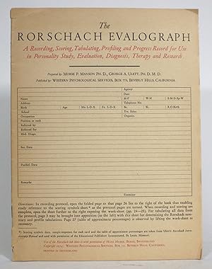 Seller image for The Rorschach Evalograph: A Recording, Scoring, Tabulating, Profiling and Progress Record for Use in Personality Study, Evaluation, Diagnosis, Therapy and Research for sale by Minotavros Books,    ABAC    ILAB