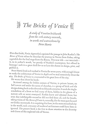 Image du vendeur pour The Bricks of Venice [Prospectus] mis en vente par The Bookshop at Beech Cottage