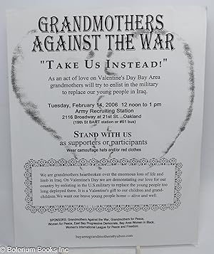 Grandmothers Against the War "Take Us Instead!" As an act of love on Valentine's Day Bay Area gra...
