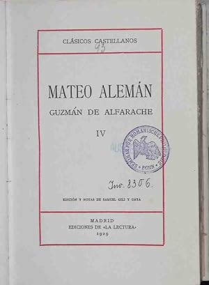 Imagen del vendedor de Mateo Aleman TOMO IV. a la venta por books4less (Versandantiquariat Petra Gros GmbH & Co. KG)