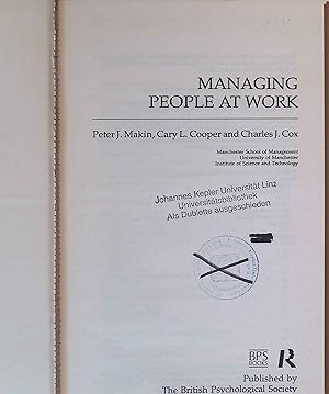 Bild des Verkufers fr Managing People at Work. zum Verkauf von books4less (Versandantiquariat Petra Gros GmbH & Co. KG)