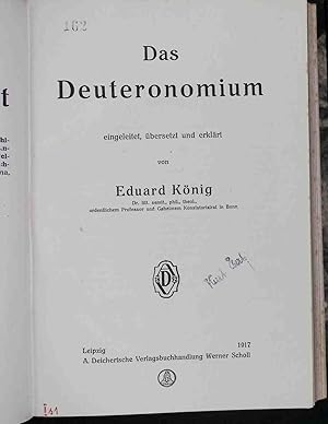 Bild des Verkufers fr Kommentar zum Alten Testament ; Bd. 3: Das Deuteronomium. zum Verkauf von books4less (Versandantiquariat Petra Gros GmbH & Co. KG)