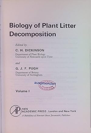 Imagen del vendedor de Biology of Plant Litter Decomposition: v. 1 a la venta por books4less (Versandantiquariat Petra Gros GmbH & Co. KG)