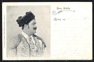Bild des Verkufers fr Ansichtskarte Opernsnger Hans Schtz im Bhnenkostm zum Verkauf von Bartko-Reher