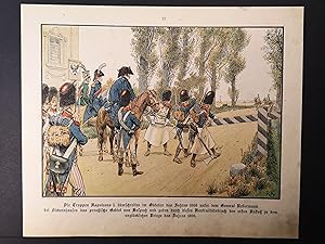 Imagen del vendedor de Farblithographie um 1895. Napoleon bricht Grenzschranke 1805. a la venta por ANTIQUARIAT Franke BRUDDENBOOKS