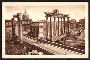 Bild des Verkufers fr Ansichtskarte Rom, Parte del Foro Romano coi nuovi scavi, antike Bauten zum Verkauf von Bartko-Reher
