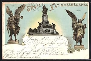 Bild des Verkufers fr Lithographie Nationaldenkmal Niederwald, Krieg und Frieden zum Verkauf von Bartko-Reher