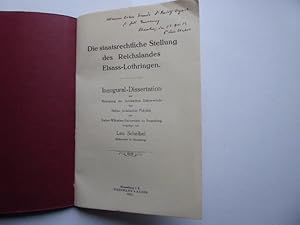 Die staatsrechtliche Stellung des Reichslandes Elsass-Lothringen. Dissertation Universität * Mit ...