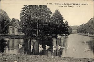 Ansichtskarte / Postkarte Dampierre-Yvelines, Schloss, Insel und Teich