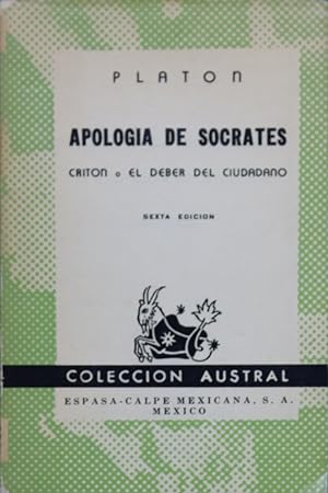 Imagen del vendedor de Apología de Sócrates a la venta por Librería Alonso Quijano
