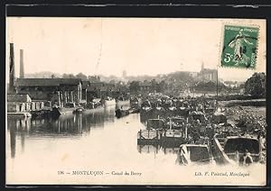 Carte postale Montlucon, Canal du Berry, bateau à vapeur