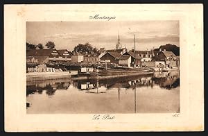 Carte postale Montargis, bateau à vapeur im le port