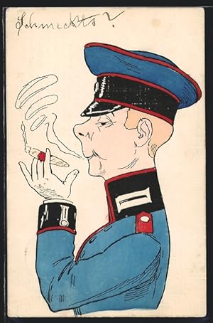 Ansichtskarte Karikatur eines Garde-Offiziers