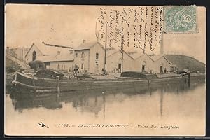 Carte postale Saint-Léger-le-Petit, Usine Ph. Langlois, bateau à vapeur