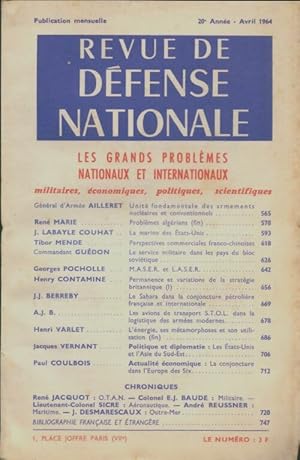 Revue de défense nationale Avril 1964 - Collectif