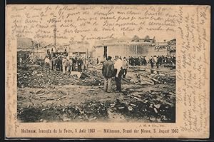 Ansichtskarte Mülhausen, Brand der Messe 1903, Schaulustige am Unglücksort