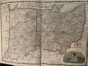 Immagine del venditore per MAP: "Johnson's Ohio & Indiana (1861)'.from Johnson's New Illustrated (Steel Plate) Family Atlas, 1861 venduto da Dorley House Books, Inc.