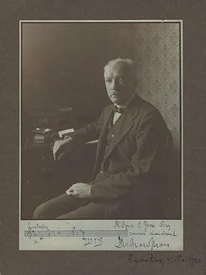 Bild des Verkufers fr Richard Strauss RARE Signed Portrait with Zarathrustra Musical Quote! zum Verkauf von Adam Andrusier Autographs ABA PADA