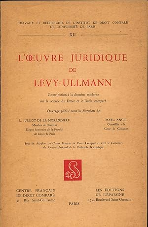 Imagen del vendedor de L'Oeuvre Juridique de Levy-Ullmann. a la venta por Augusta-Antiquariat GbR