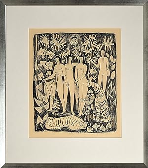 Mädchen und Katzen. [19]51. [Signierte Original-Lithografie, gerahmt / signed original lithograph...