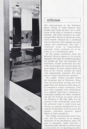 Immagine del venditore per Vidal Sassoon Hairdressing Salon in Mayfair. Architects; Gordon & Ursula Bowyer. This is an original article from The Architectural Review, 1964. venduto da Cosmo Books