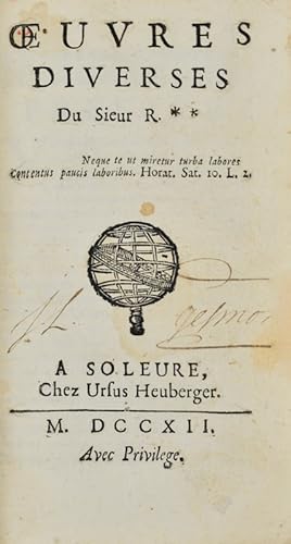 Seller image for Oeuvres Diverses du Sieur Rousseau. for sale by Bonnefoi Livres Anciens