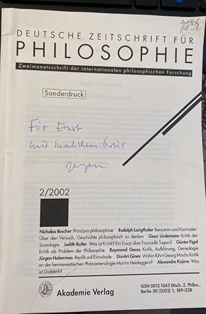 Replik auf Einwände. (Sonderdruck aus "Deutsche Zeitschrift für Philosophie" 2/2002).