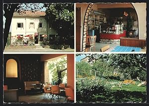 Seller image for Ansichtskarte Sauerbrunn im Bgld., Hotel Restaurant Siegmund Frch, Foyer, Speiseraum mit Bar, Gartenansicht for sale by Bartko-Reher