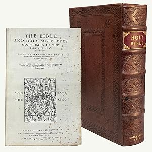 Bild des Verkufers fr First Bible Printed in Scotland] The Bible and the Holy Scriptures Conteined in the Olde and Newe Testament zum Verkauf von Dungeness Books, ABAA
