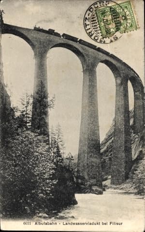 Bild des Verkufers fr Ansichtskarte / Postkarte Filisur Kanton Graubnden, Landwasserviadukt, Albulabahn zum Verkauf von akpool GmbH