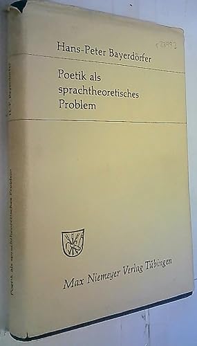 Seller image for Poetik als sprachtheoretisches Problem for sale by Librera La Candela