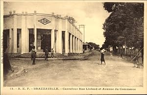 Ansichtskarte / Postkarte Brazzaville Französisch-Kongo, Carrefour Rue Liotard, Avenue du Commerce