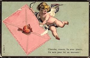 Ansichtskarte / Postkarte Amor mit Liebesbrief, Engel