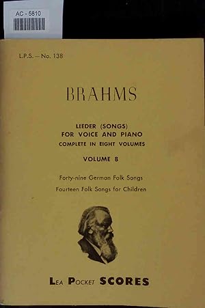 Bild des Verkufers fr Brahms. Lieder (Songs) for Voice and Piano. Complete in Eight Volumes. Volume 8 zum Verkauf von Antiquariat Bookfarm
