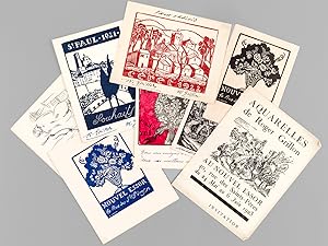 [ Lot de 9 gravures et invitations :] St Paul 1921 Souhaits - Céret 1922 - Mad & Roger Grillon 19...