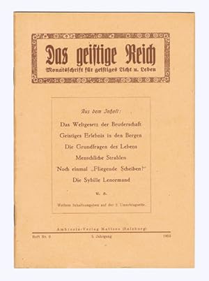 Das geistige Reich. 5. Jhg. 1953, Heft 9, 10, 11 und 12 [von 12]. Monatsschrift für geistiges Lic...