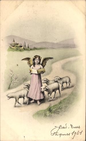 Ansichtskarte / Postkarte Engel und Schafe