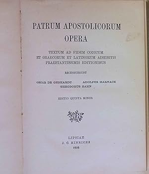 Immagine del venditore per Patrum Apostolicorum Opera.Textum ad Fidum Codicum et Graecorum et Latinorum Adhibitis Praestantissimis Editionibus. venduto da books4less (Versandantiquariat Petra Gros GmbH & Co. KG)