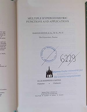 Seller image for Multiple Hypergeometric Functions and Applications. Mathematics & Its Applications. for sale by books4less (Versandantiquariat Petra Gros GmbH & Co. KG)