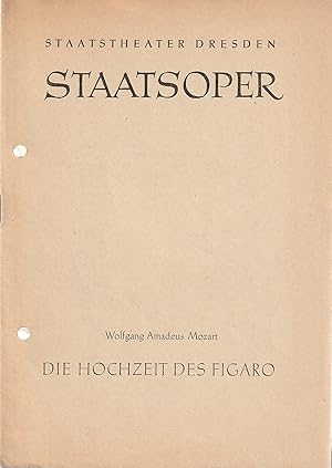 Seller image for Programmheft Wolfgang Amadeus Mozart DIE HOCHZEIT DES FIGARO Spielzeit 1961 / 62 for sale by Programmhefte24 Schauspiel und Musiktheater der letzten 150 Jahre