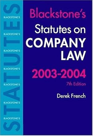 Bild des Verkufers fr Statutes on Company Law 2003/2004 (Blackstone's Statutes S.) zum Verkauf von WeBuyBooks